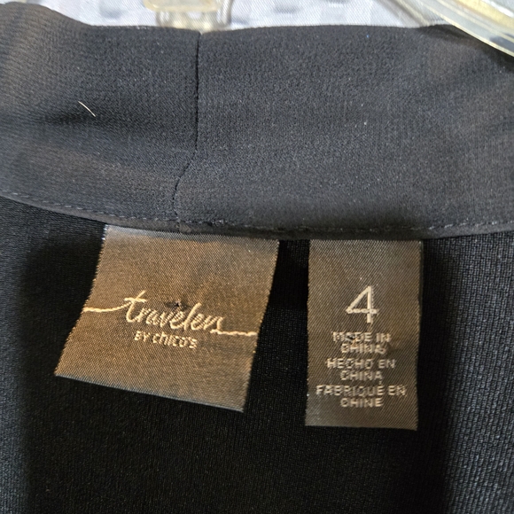 Chico's Black Cardigan With Pleated Mesh Sheer Bottom Lagenlook - Picture 5 of 8